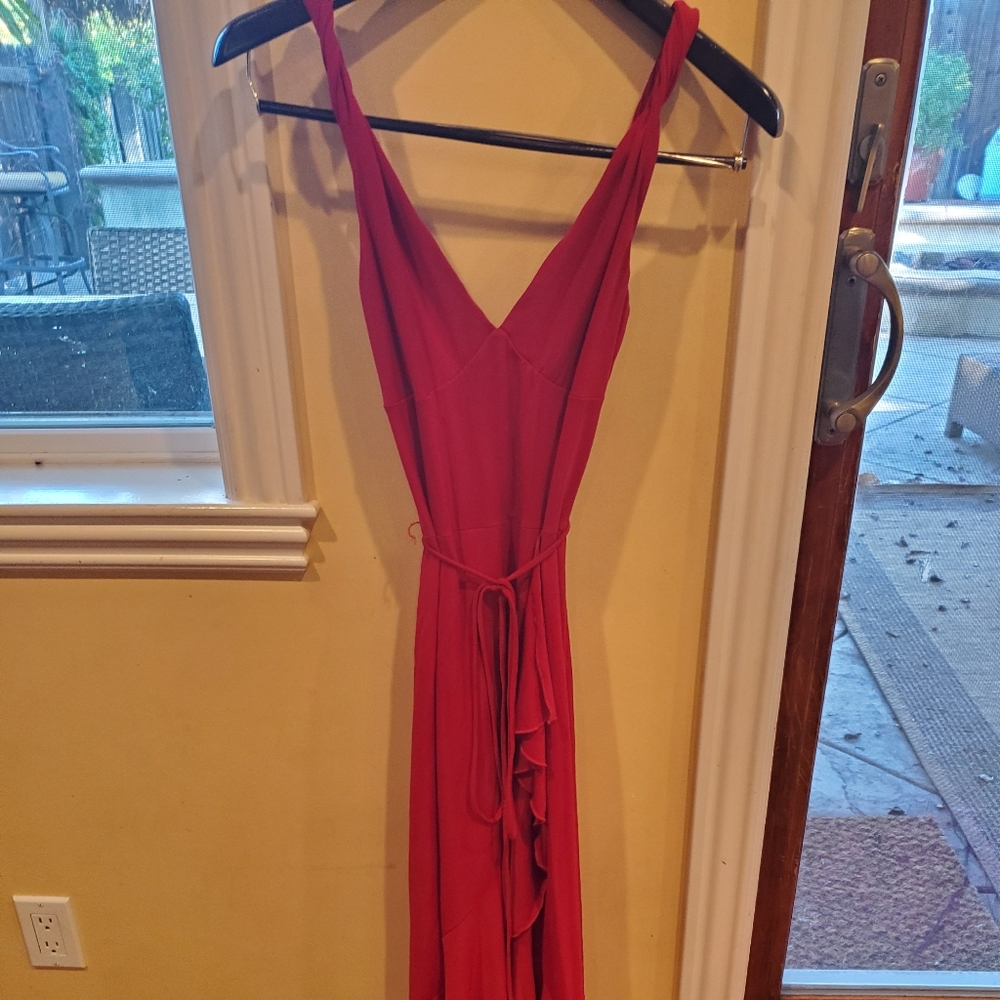Red midi dress.
